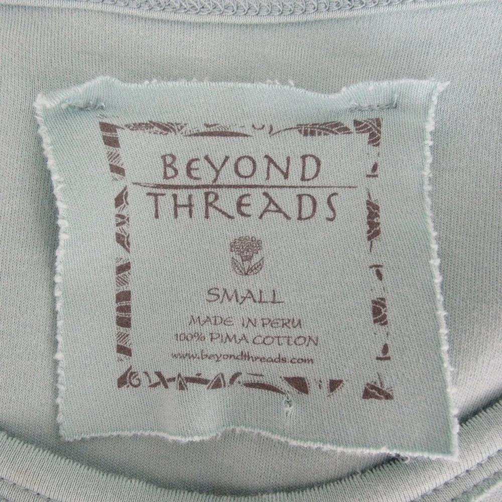 Beyond Threads Pima Cotton Pocket Tee Tunic Small Seaglass Green 3/4 Sleeve Peru - Picture 8 of 8